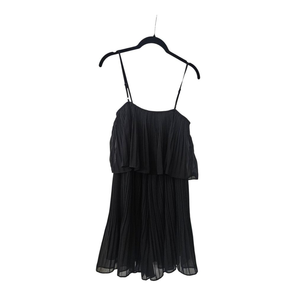 Romper Size MEDIUM Accordian Pleats Tiered Sleeveless Black Elastic Waist